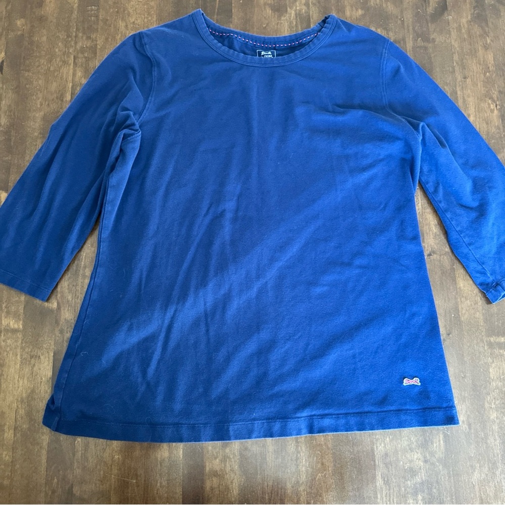 Le Tigre Shirt Women's XL 3/4 Sleeve Blue Crew Neck Stretch Cotton‎ Comfy 💙